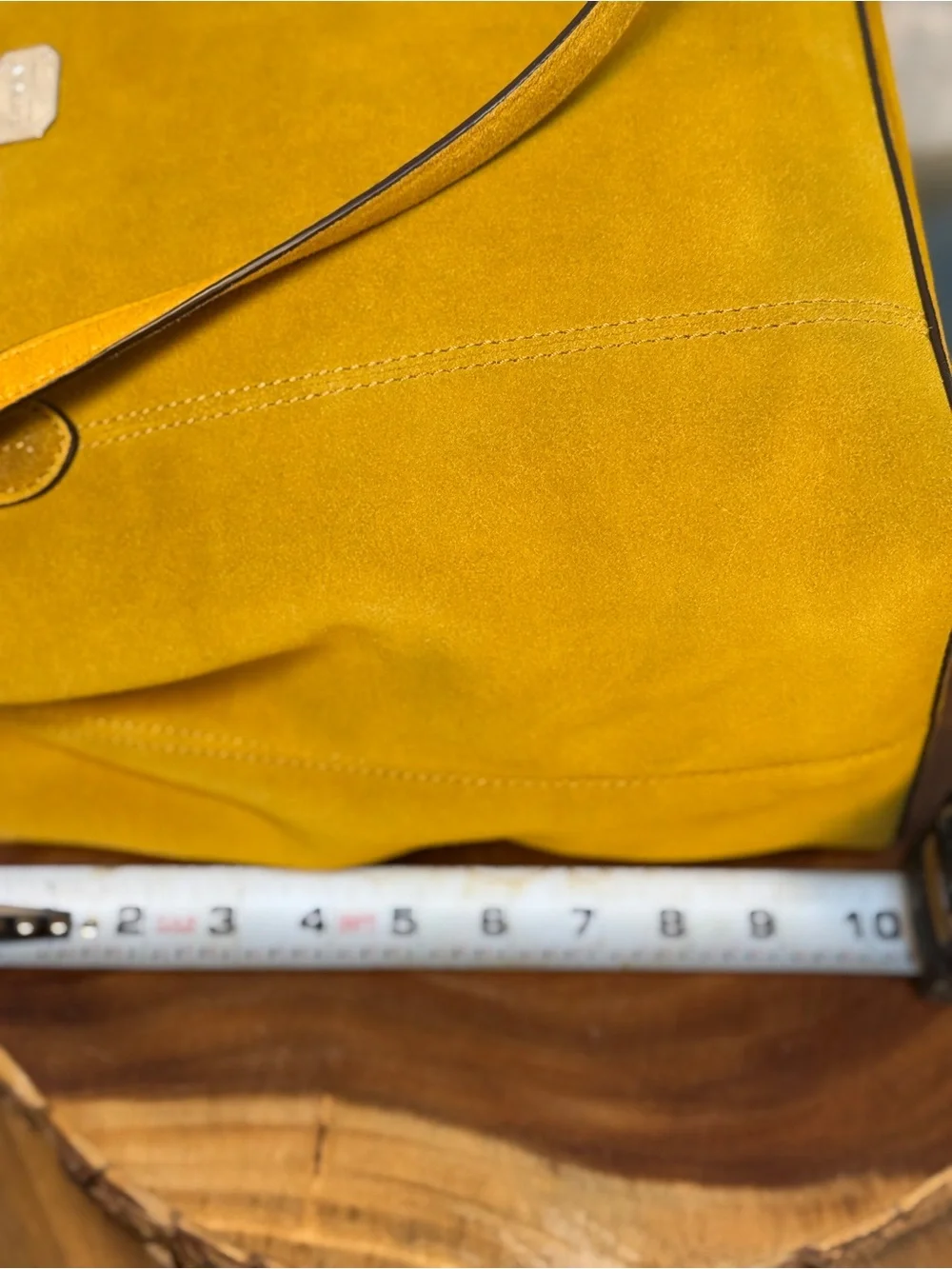 Lauren Ralph Lauren Suede Bucket Hobo Shoulder Bag in Mustard Yellow